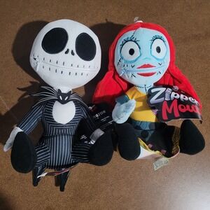 Jack and Sally Nightmare Before Christmas Zippermouth 9-Inch Plush Set by QMX